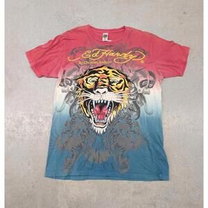 Vintage Y2K Ed Hardy Tiger Icy Pop Rhinestone t-shirt